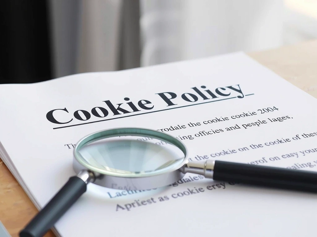 Professional document with cookie policy text