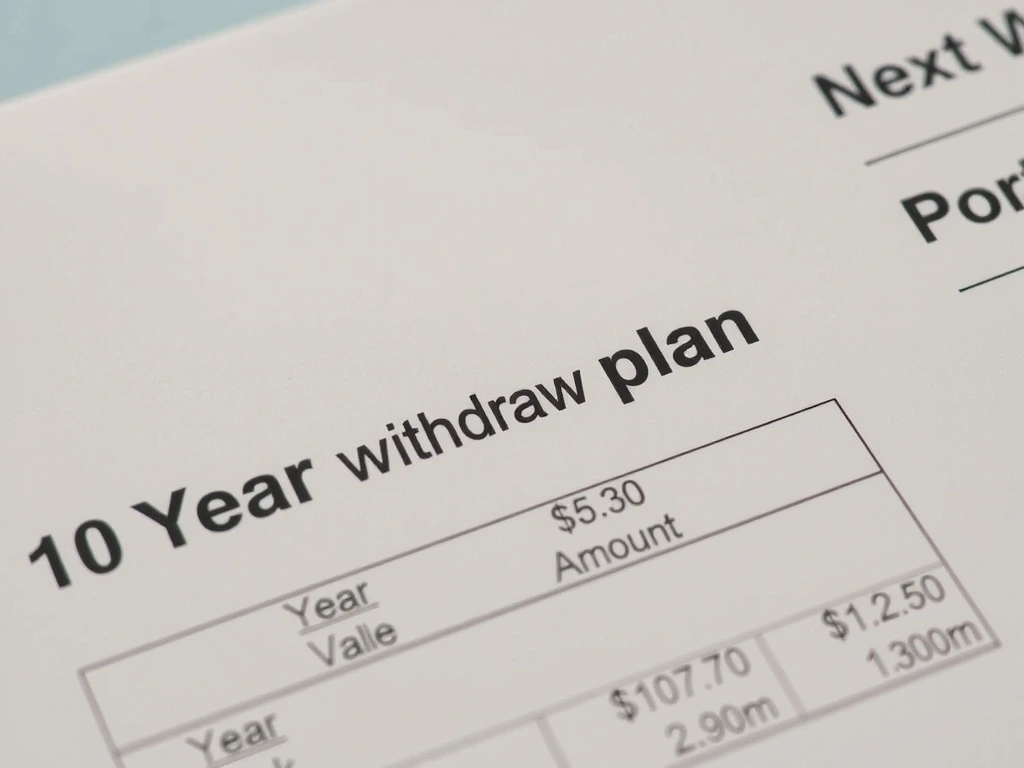 Document showing a sample 10-year withdrawal plan